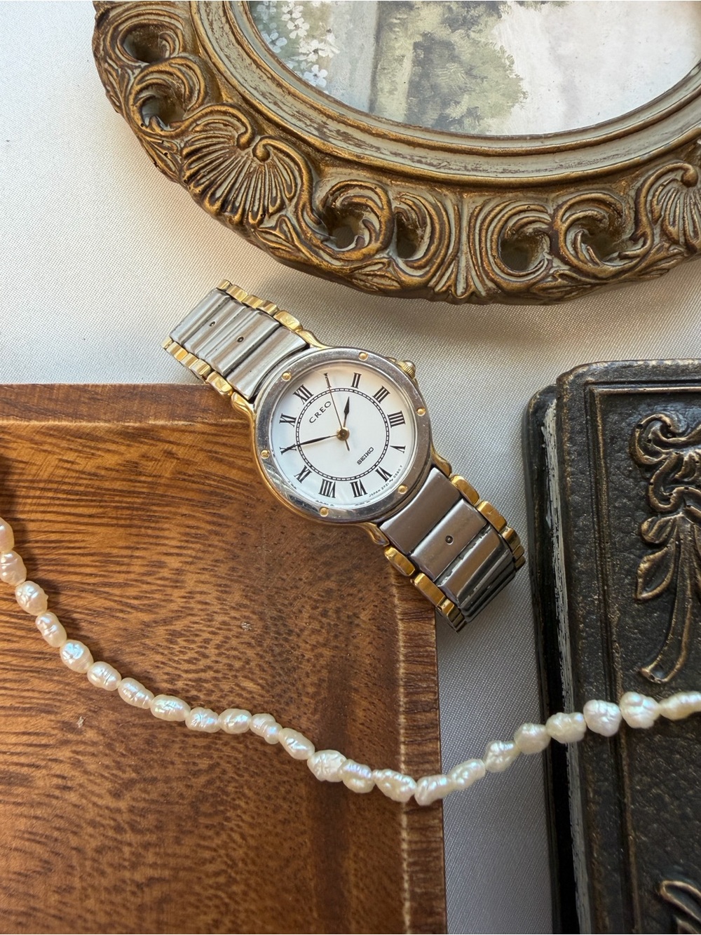 Seiko Two-Tone Silver and Gold Roman Numeral Watch